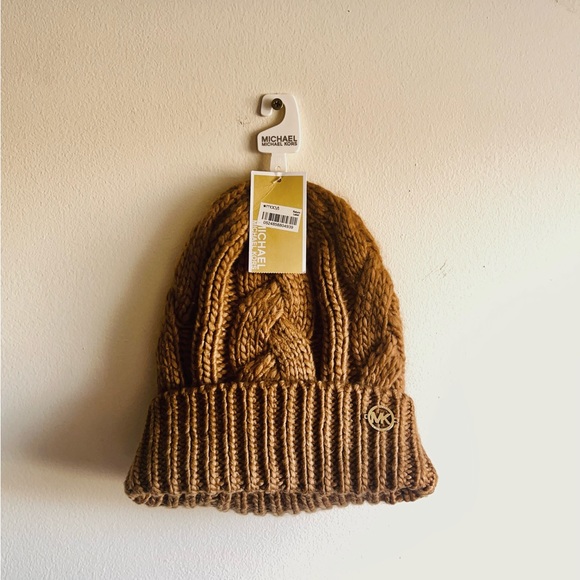 MICHAEL Michael Kors Accessories - Michael Kors Camel Knit Beanie Hat
